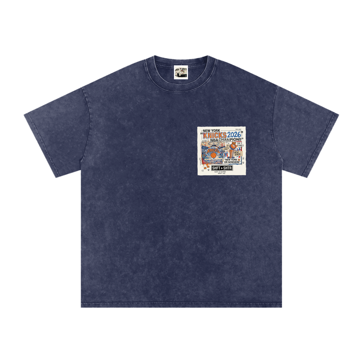 Orange and Blue Skies Snow Washed Oversized Cotton T-Shirt
