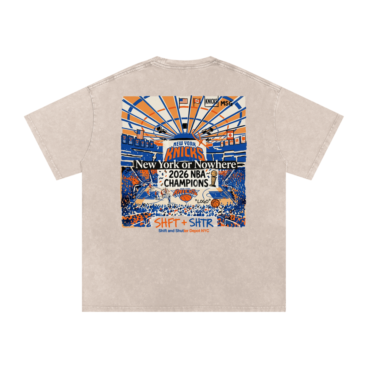 Bloom in the Garden Snow Washed Oversized Cotton T-Shirt