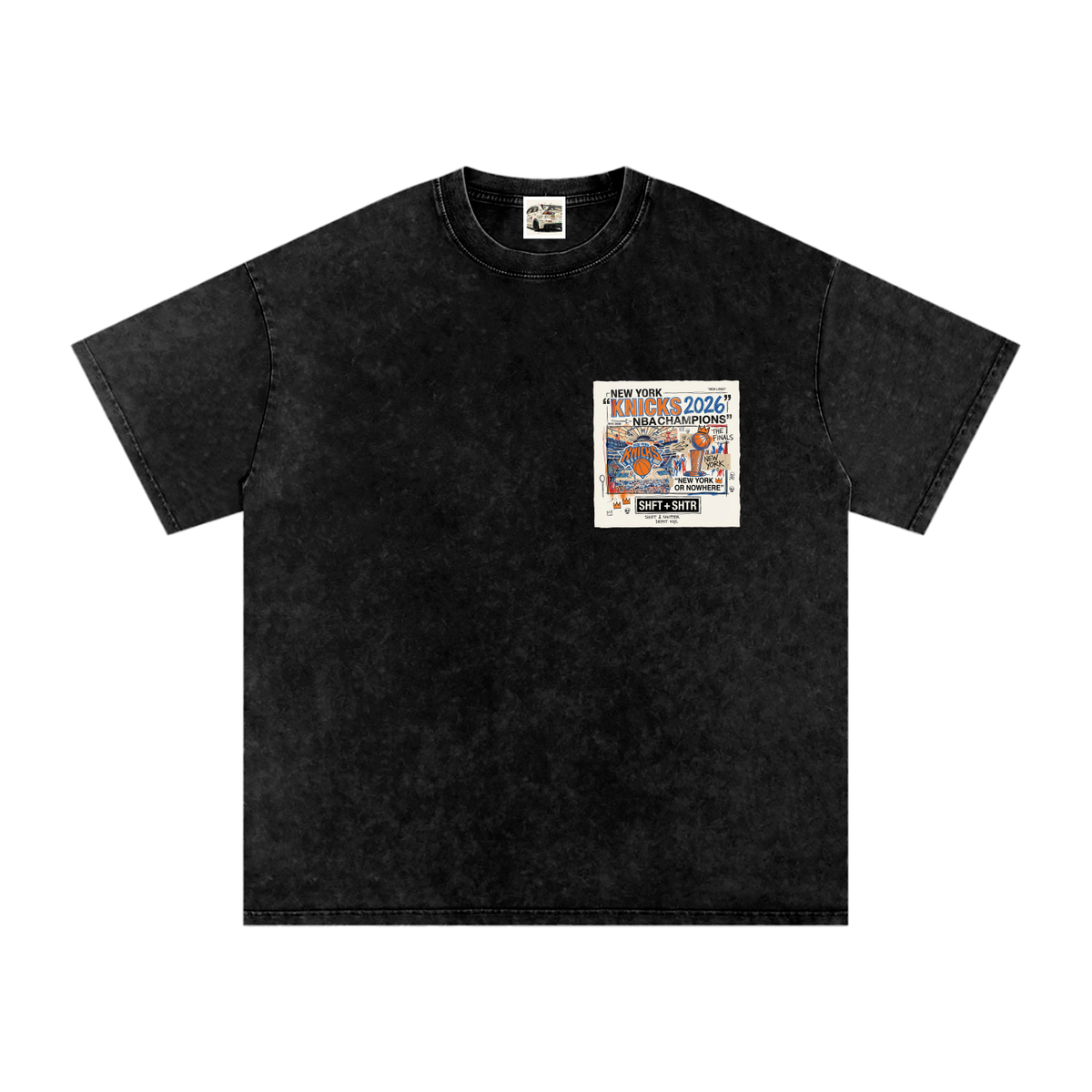 Orange and Blue Skies Snow Washed Oversized Cotton T-Shirt