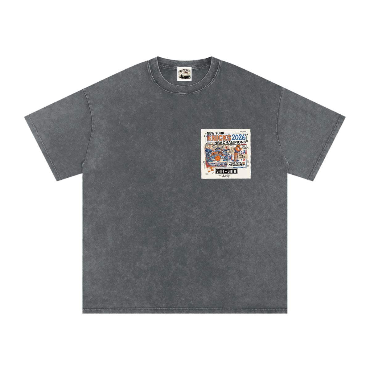 Orange and Blue Skies Snow Washed Oversized Cotton T-Shirt